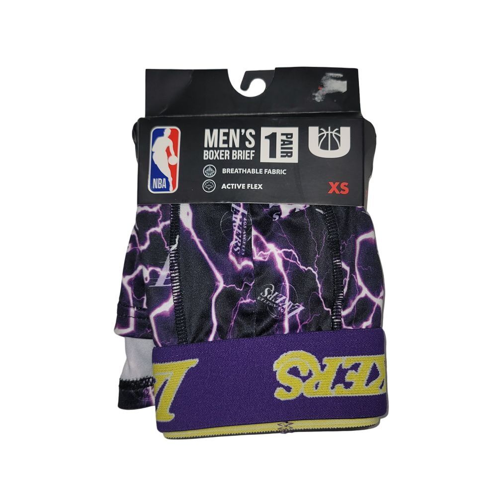 NBA‎ Boxer Briefs Mens XS Purple New Los Angeles Lakers Lightning Graphic Print